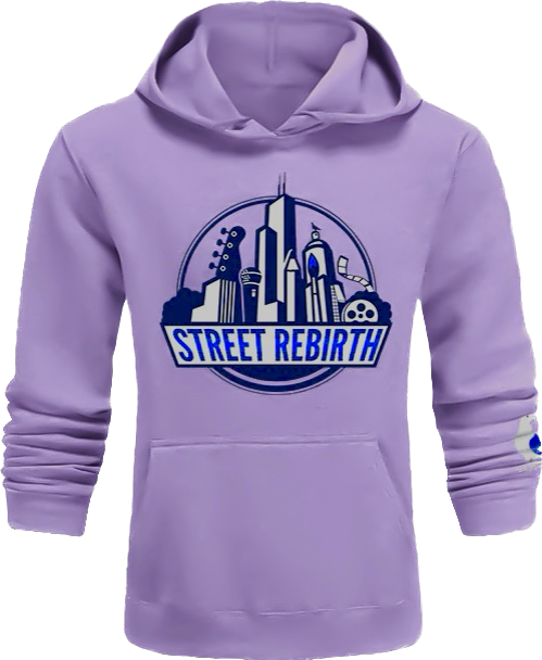 PURPLE HOODIE - STREET REBIRTH SIGNATURE BRAND - MIX AND MATCH YOUR TOP AND BOTTOM- UNISEX - CREATE INSPIRE EMPOWER - MATCHING JOGGERS AVAILABLE (Copy)