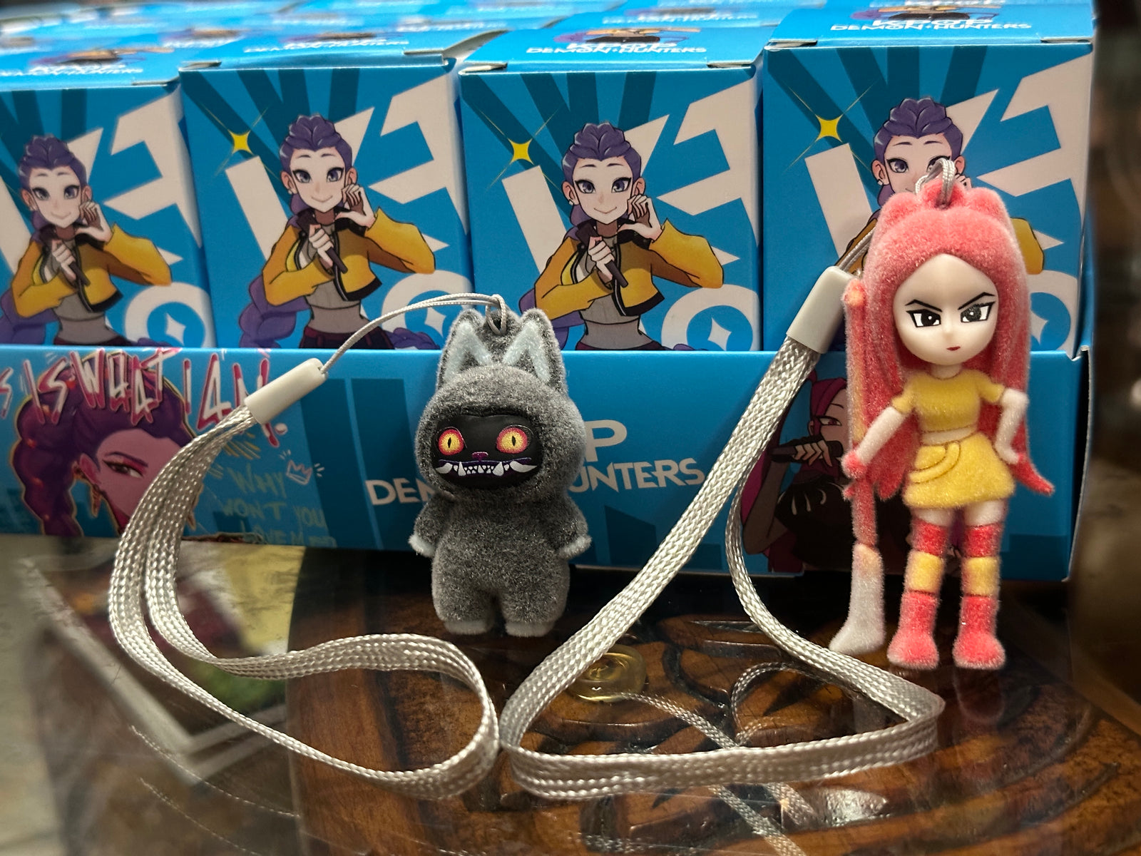 KPOP Demon Hunters Mystery Flocked Mini Figure with Lanyard – Blind Box Collectible | Cute Velvet Anime Charm | HuntrX Edition