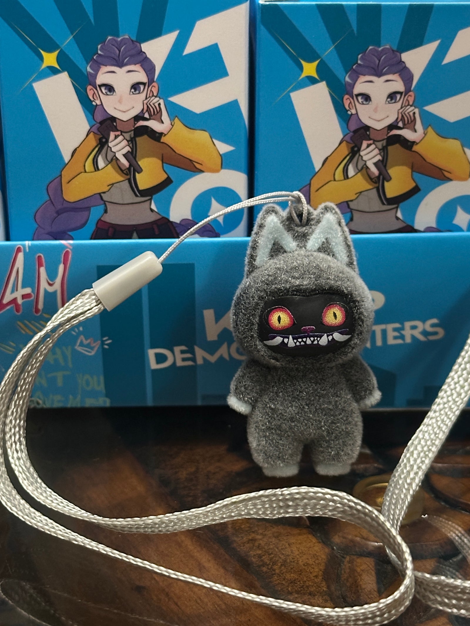 KPOP Demon Hunters Mystery Flocked Mini Figure with Lanyard – Blind Box Collectible | Cute Velvet Anime Charm | HuntrX Edition