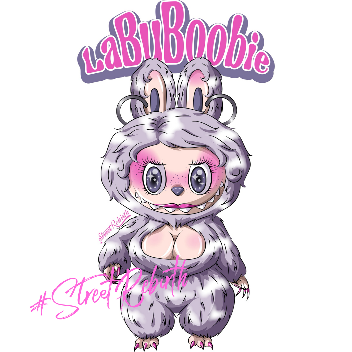 LabuBoobie Cute Monster Girl Sticker – Sexy Creepy-Cute Vinyl Decal • Feminine Creature Art • Waterproof Laptop &amp; Water Bottle Sticker • Designer Toy Inspired Character