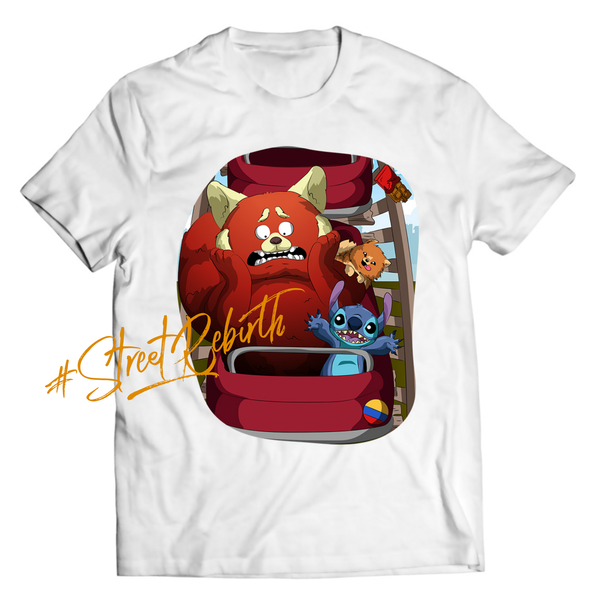 Thrills & Chills: Red Panda & Stitch with Choco Roller Coaster Adventure Shirt - Direct To Garment Quality Print - Unisex Shirt - Gift For Him or Her