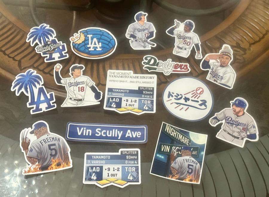 Waterproof vinyl sticker featuring an original baseball illustration