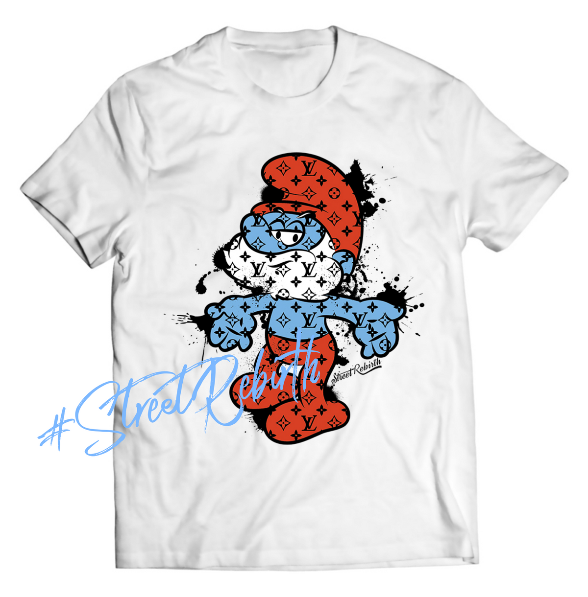 Spray Paint Papa Smurf Shirt – Designer Street Art Vibes