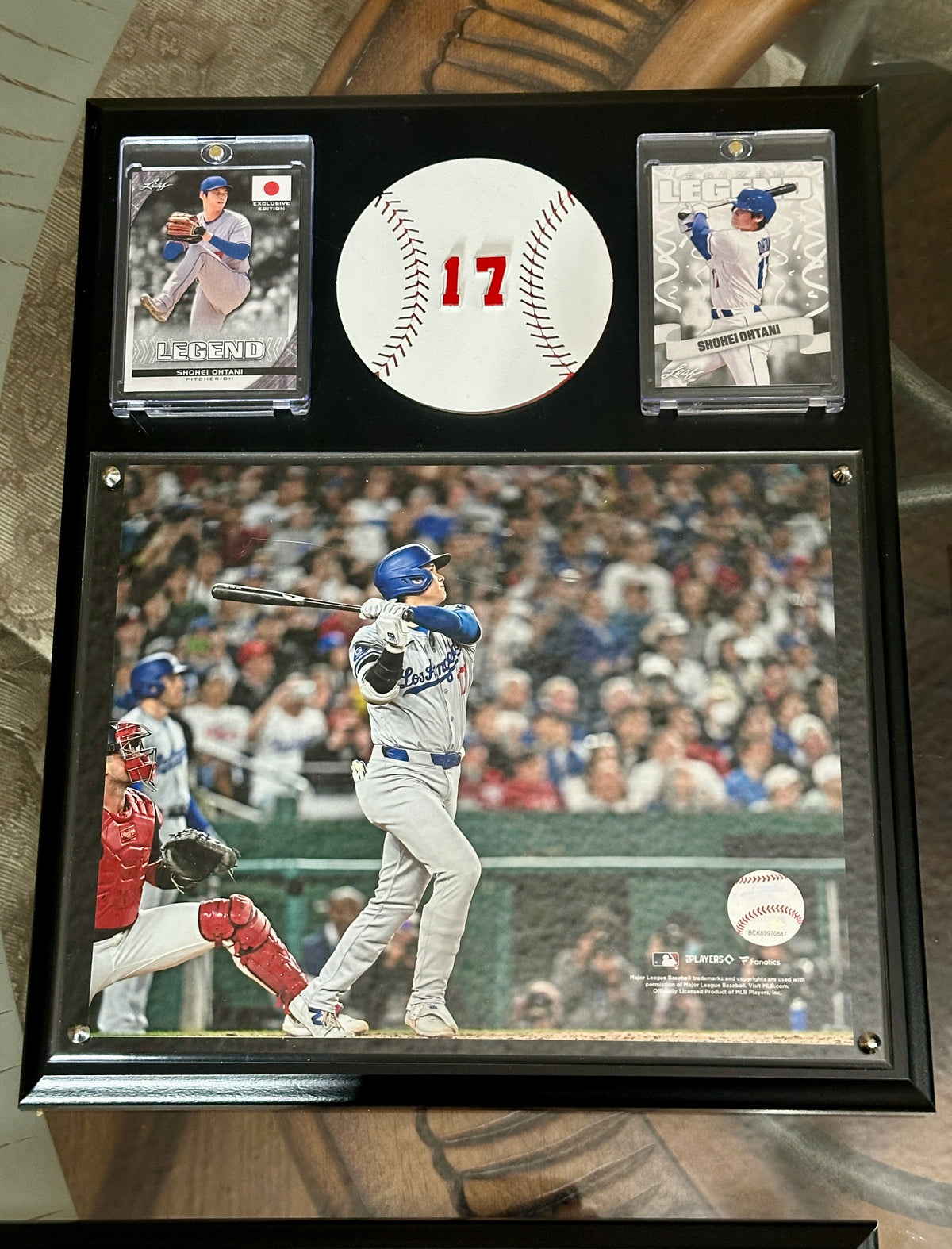 Shohei Ohtani Home Run Plaque – Handmade Metal Dodgers Collectible w/ Layered Baseball, #17 Cut Metal &amp; Two Ohtani Cards