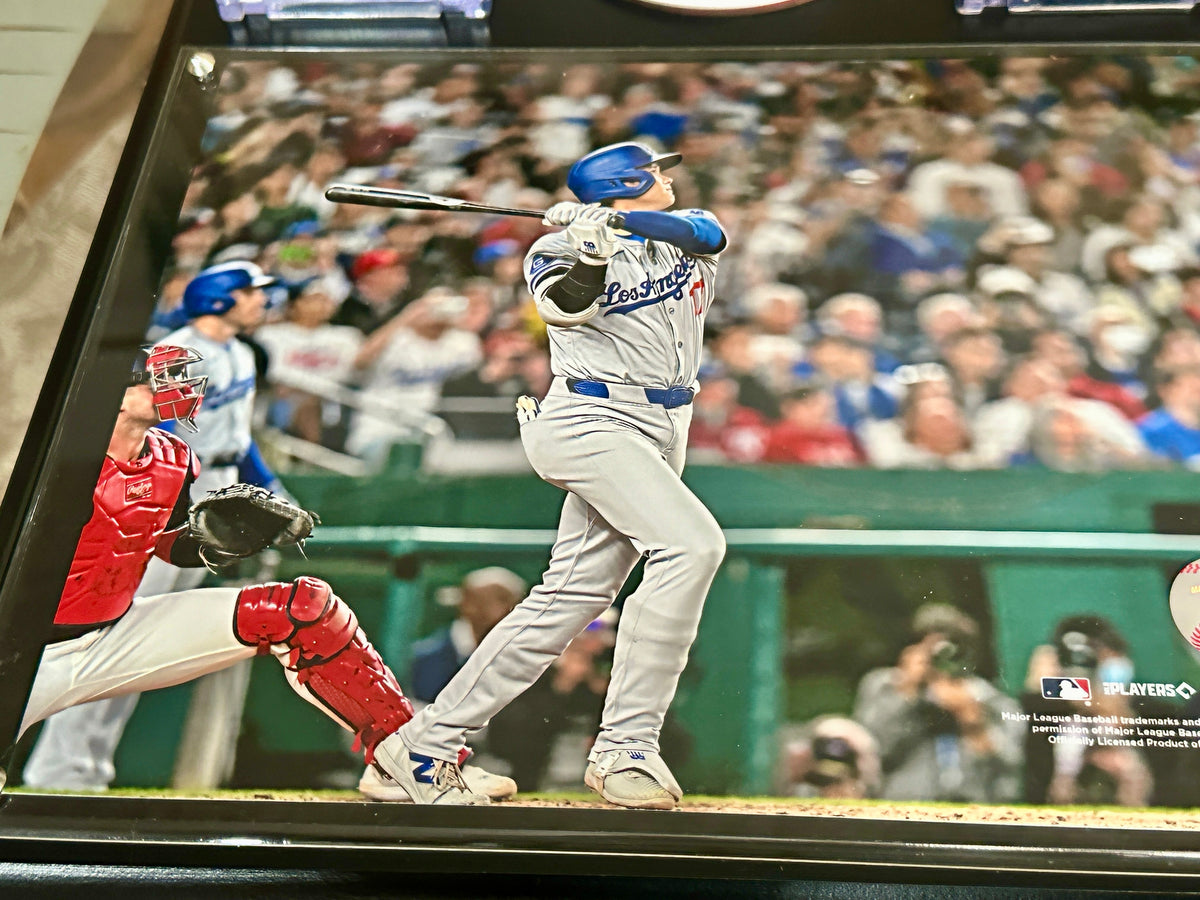 Shohei Ohtani Home Run Plaque – Handmade Metal Dodgers Collectible w/ Layered Baseball, #17 Cut Metal &amp; Two Ohtani Cards