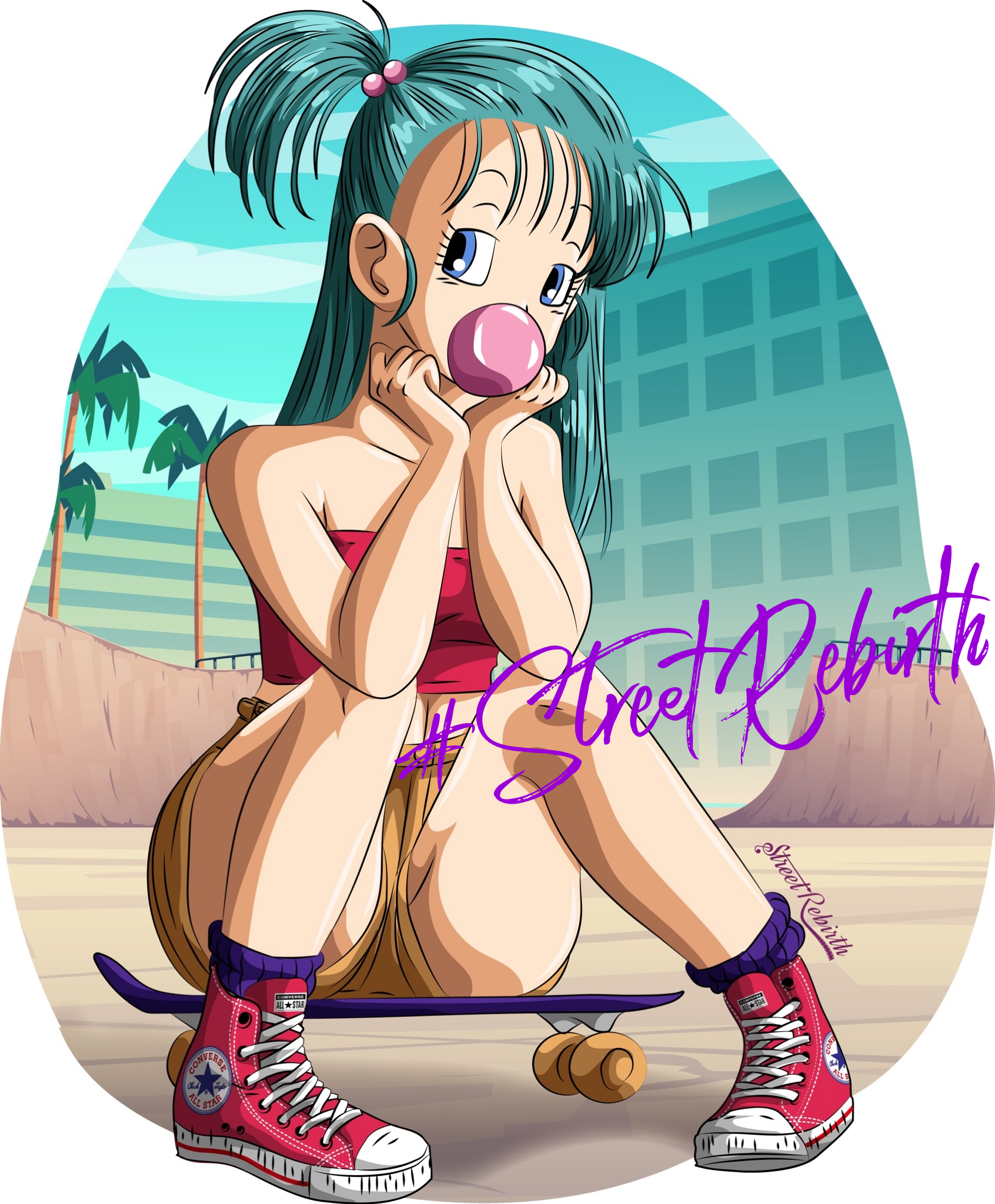 Bulma Skate Park Sticker – One 4 Inch Water Proof Vinyl Sticker – For Hydro Flask, Skateboard, Laptop, Planner, Car, Collecting, Gifting