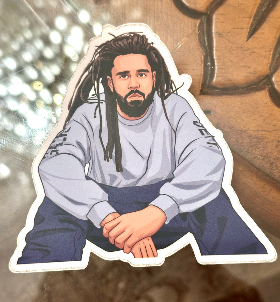 Waterproof vinyl sticker featuring an original hip hop music illustration
