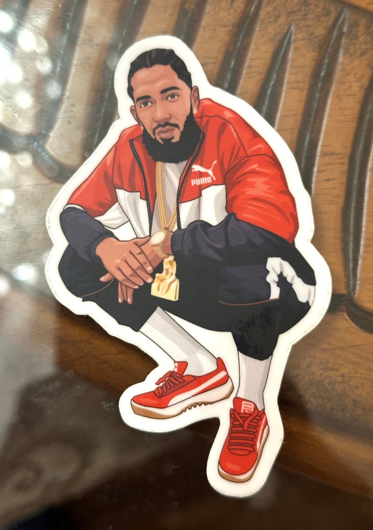 Nipsey Hussle Inspired Art Sticker… Marathon Mindset Design… West Coast Hip Hop Culture… Motivational Hustle Aesthetic for Creatives and Entrepreneurs 💙🏁🔥