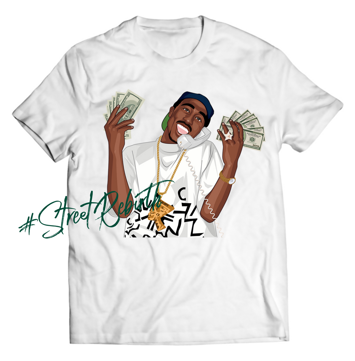 Tupac Holding Money DTG-Printed Shirt – A Bold Tribute to a Hip-Hop Legend