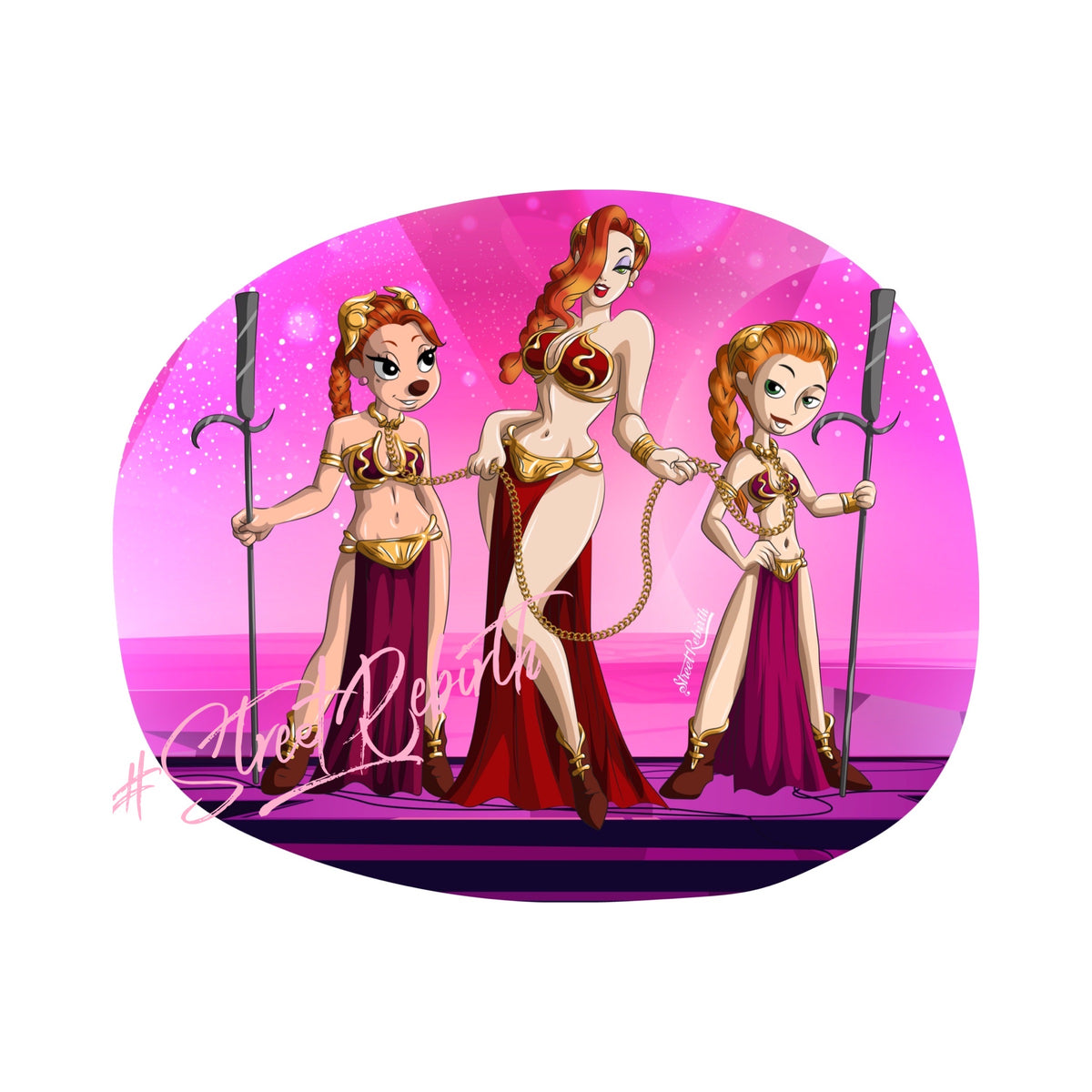 Roxanne, Jessica Rabbit, and Kim as Leia Vinyl Sticker – Iconic Crossover Design