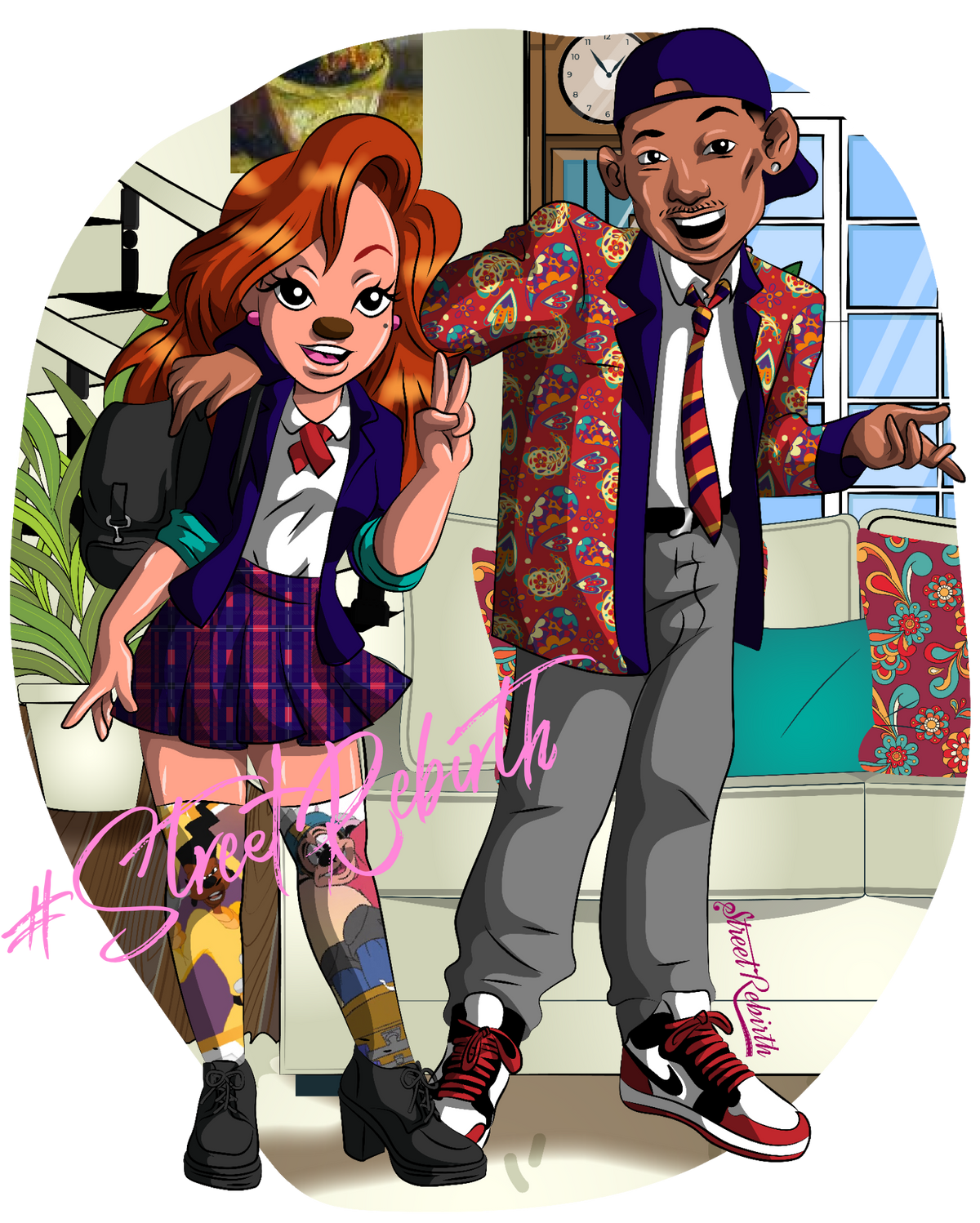 Roxanne x Bel-Air – 90s Crossover Mansion Vinyl Sticker (4-inch, Glossy, Waterproof, Throwback Style)