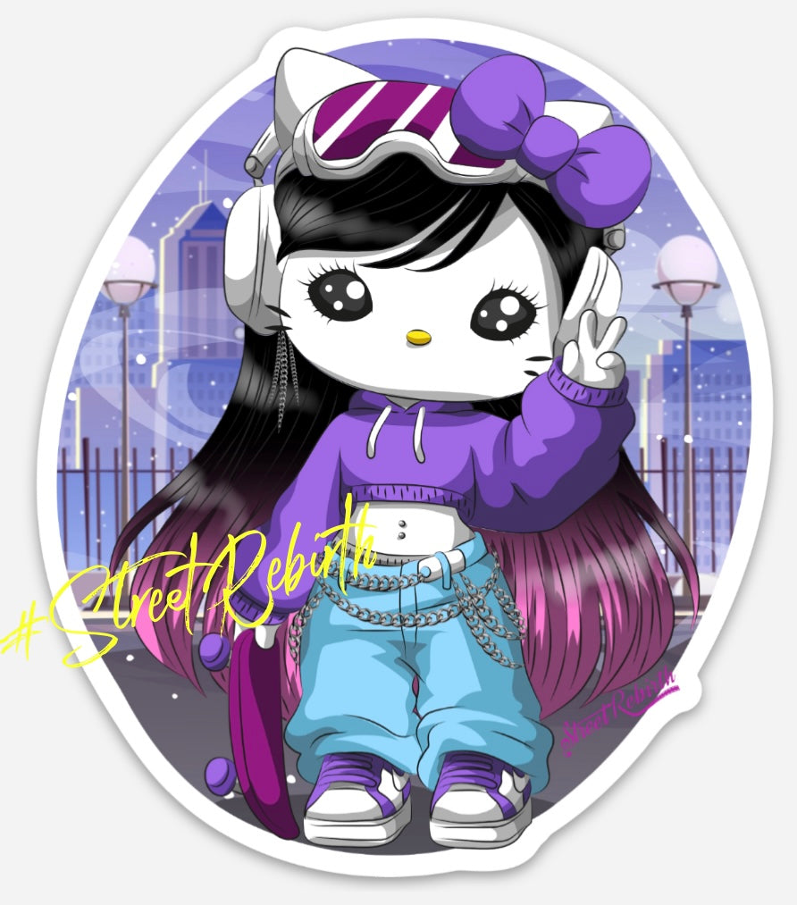 Kitty Skater Sticker – One 4 Inch Water Proof Vinyl Sticker – For Hydro Flask, Skateboard, Laptop, Planner, Car, Collecting, Gifting (Copy)