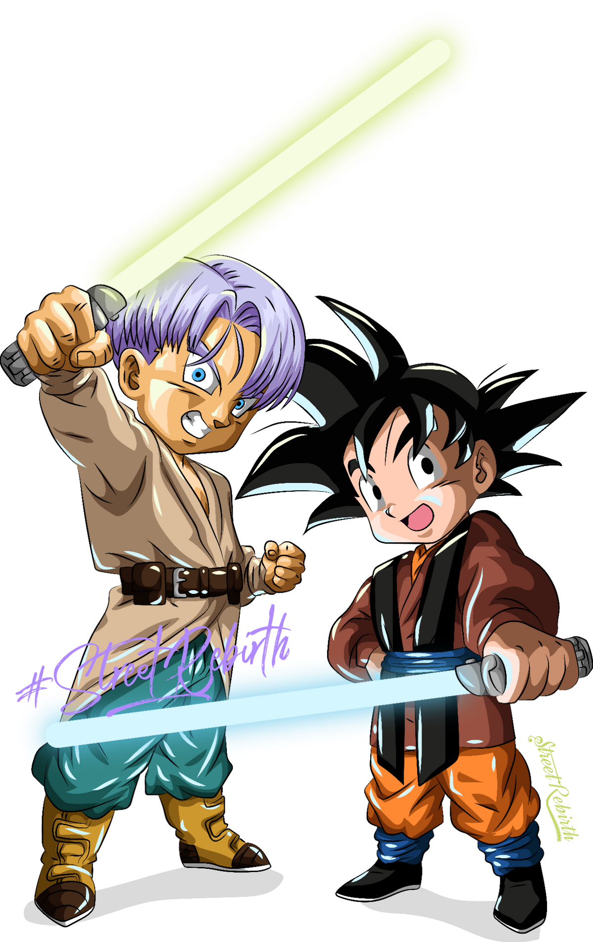 Goten &amp; Gohan Star Wars Mashup Sticker – Dragon Ball Z x Sci-Fi Parody Crossover – Anime Meets Galaxy Fan Art Collectible, Waterproof Vinyl