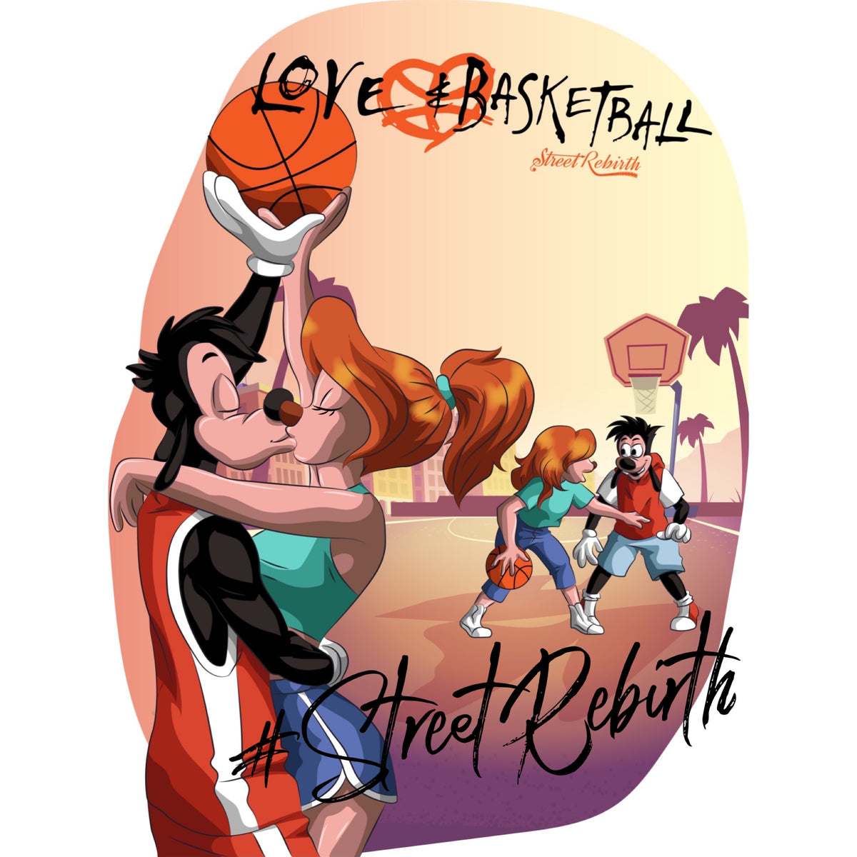 Max and Roxanne as Love &amp; Basketball Vinyl Sticker – Romantic Disney Mashup Design
