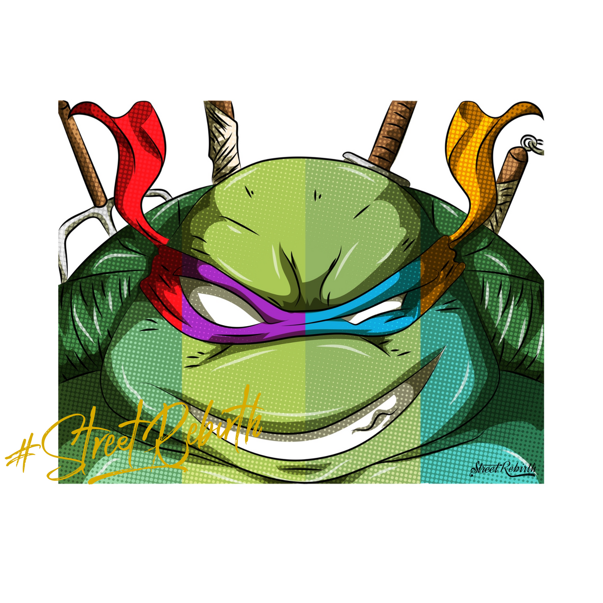 Ninja Turtles Mashup Sticker – All 4 Turtles in One Face – Cartoon Parody Vinyl Decal, Collectible Fan Art, Waterproof for Laptop, Hydro Flask, Car, Journal