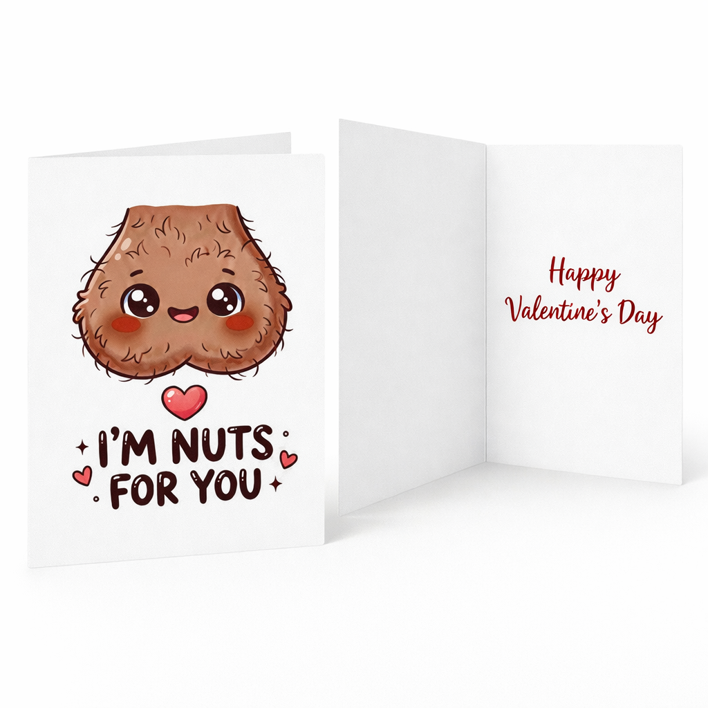 "I'm Nuts For You" Funny Valentine's Day Card – Naughty Humor, Cute Pun Greeting Card