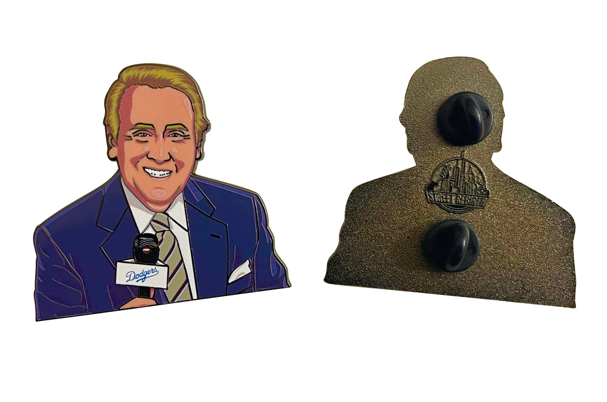 Vin Scully Enamel Pin – 2 Inch Hard Enamel • Los Angeles Dodgers Legend • “It’s Time for Dodger Baseball” Tribute Pin • Collector’s Edition