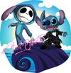 Stitch and Jack Sticker – One 4 Inch Water Proof Vinyl Sticker – For Hydro Flask, Skateboard, Laptop, Planner, Car, Collecting, Gifting