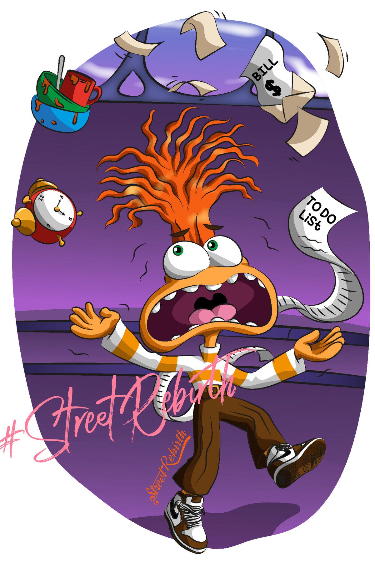 Anxiety Adulting Sticker – Inside Out Parody Fan Art – Funny Bills &amp; Responsibilities Mashup, Waterproof Vinyl Decal for Laptop, Hydro Flask, Journal