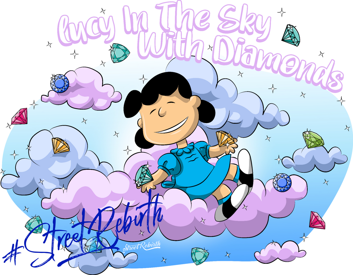 Lucy in the Sky with Diamonds Sticker – One 4 Inch Water Proof Vinyl Sticker – For Hydro Flask, Skateboard, Laptop, Planner, Car, Collecting, Gifting