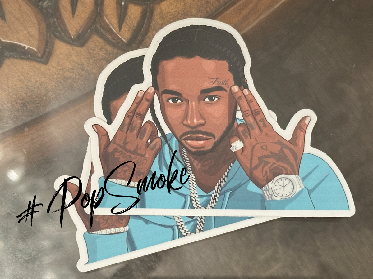 Pop Smoke Sticker – Woo Forever Tribute Vinyl Decal – Rap Icon Fan Art Collectible, Waterproof for Laptop, Car, Hydro Flask, Journal