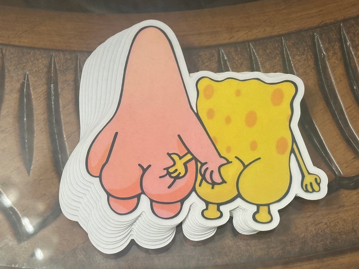 Undersea Bestie Booty Grab Sticker – Funny Cartoon-Inspired Vinyl Decal