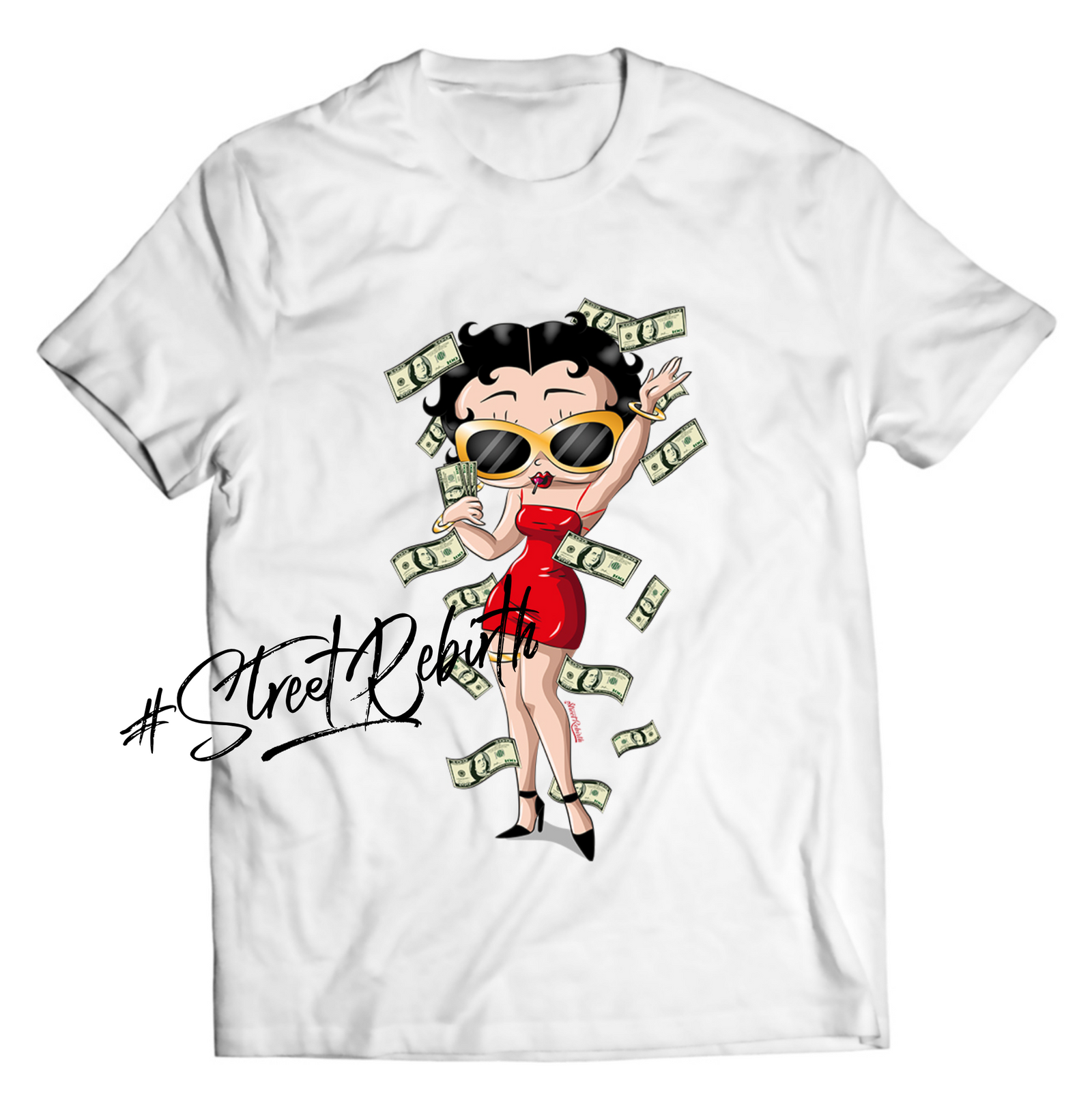 “Betty Got Bank” – Money Rain Betty Boop-Inspired T-Shirt | Glam, Retro, & Rich Energy