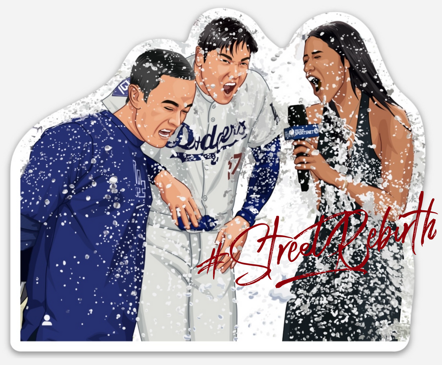 Waterproof vinyl sticker featuring an original baseball illustration