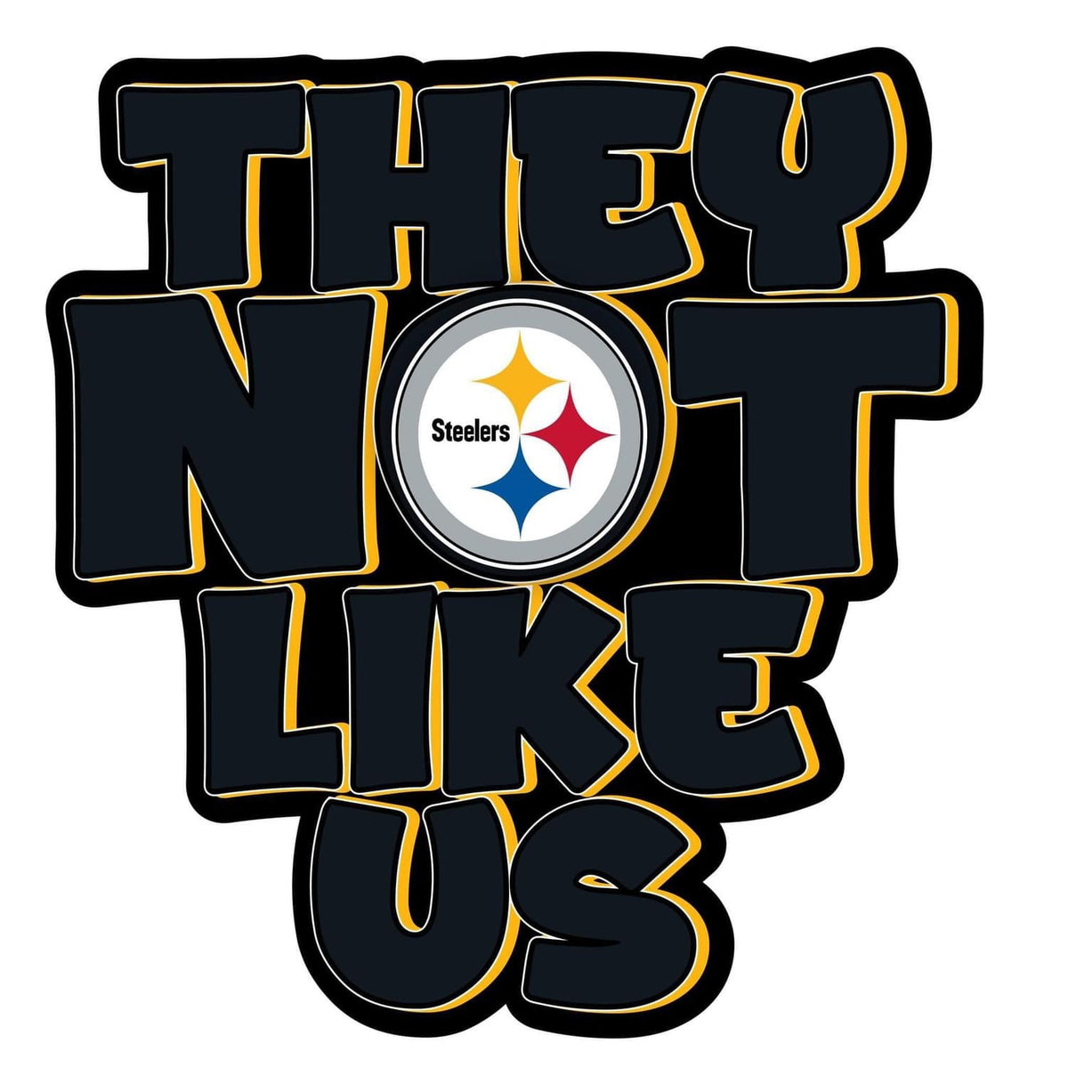 They Not Like Us Steelers Football Sticker – One 4 Inch Water Proof Vinyl Sticker – For Hydro Flask, Skateboard, Laptop, Planner, Car, Collecting, Gifting