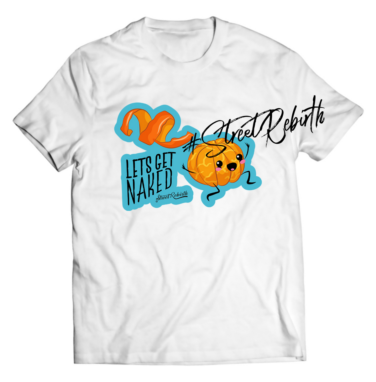 “Let’s Get Naked” – Funny Orange Pun T-Shirt for Fruit Lovers &amp; Pun Fans