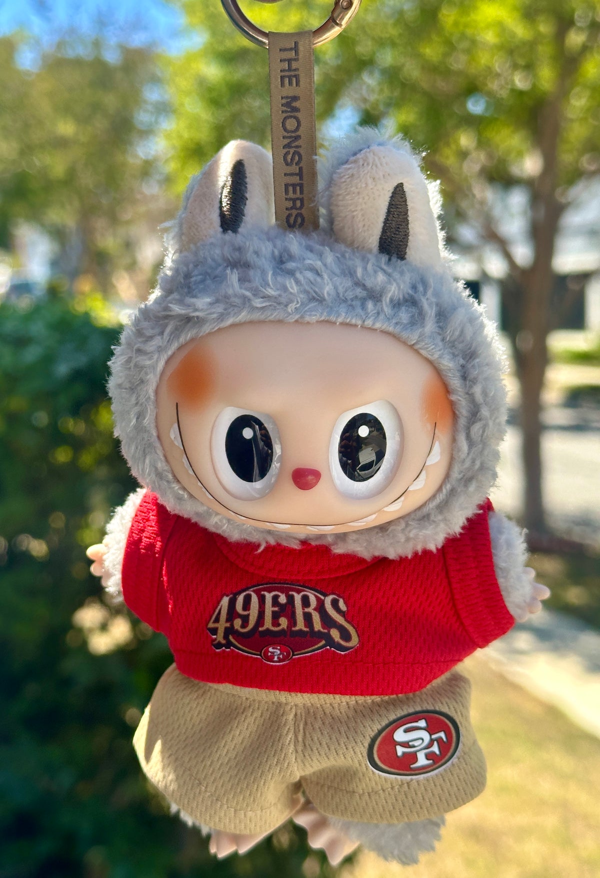 Grey Macaron Labubu in 49ers Outfit – Collector’s Edition Designer Toy