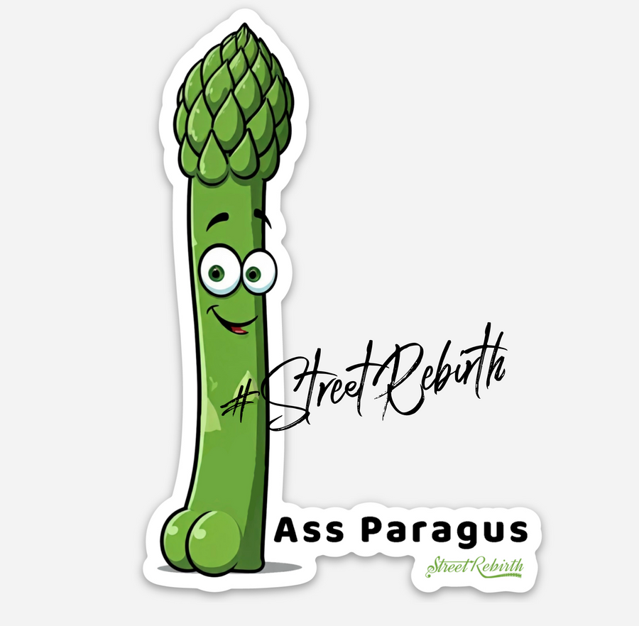 Waterproof vinyl sticker featuring an original food-themed humorous illustration