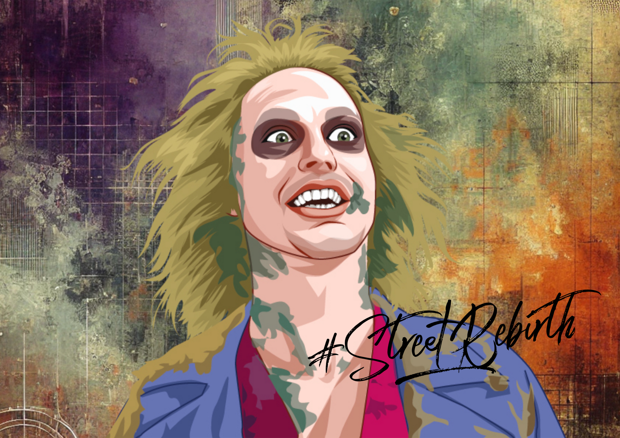 Beetlejuice Wall Art 16x20 - Vibrant Pop Culture Decor, Comes With Matte Black Border