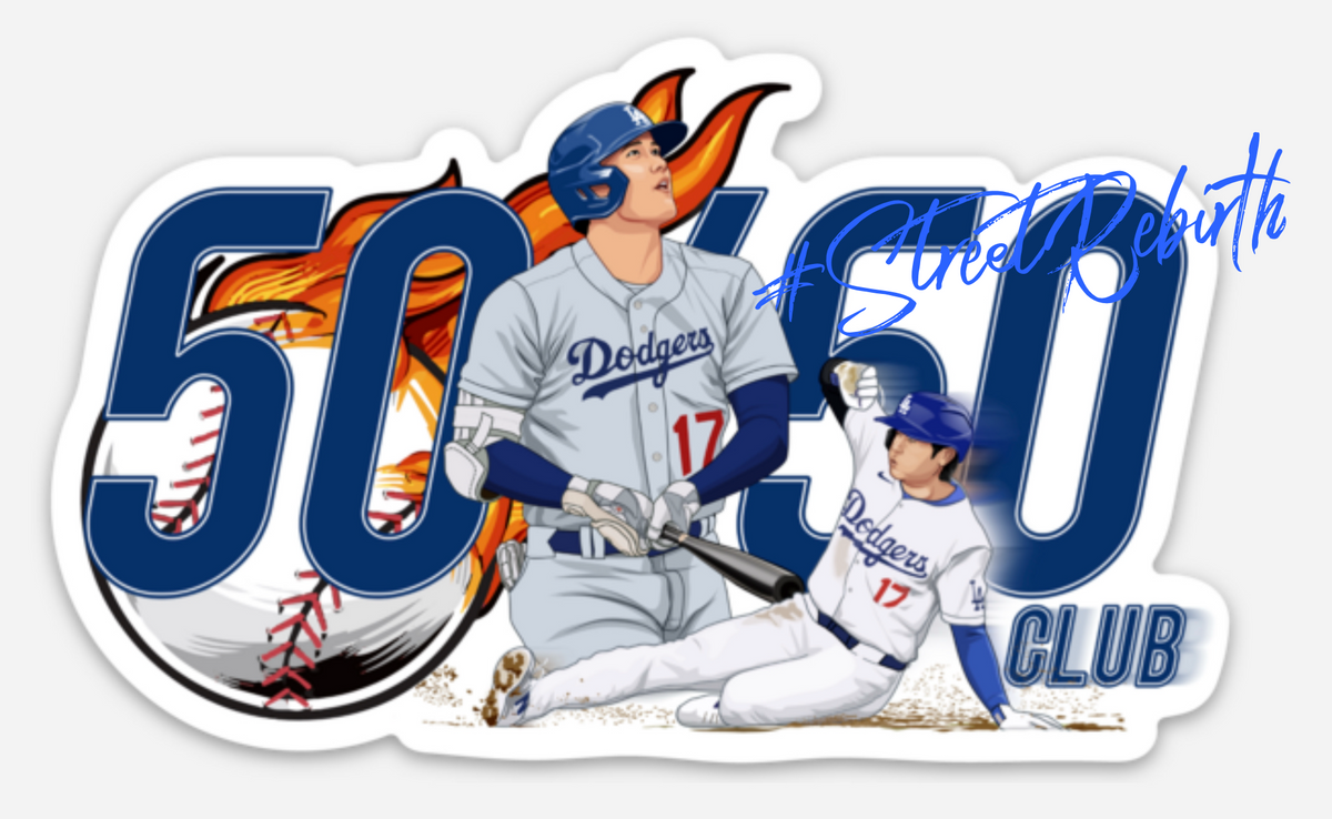Baseball 50/50 Club Milestone Fire Sticker – One 4 Inch Water Proof Vinyl Sticker – For Hydro Flask, Skateboard, Laptop, Planner, Car, Collecting, Gifting