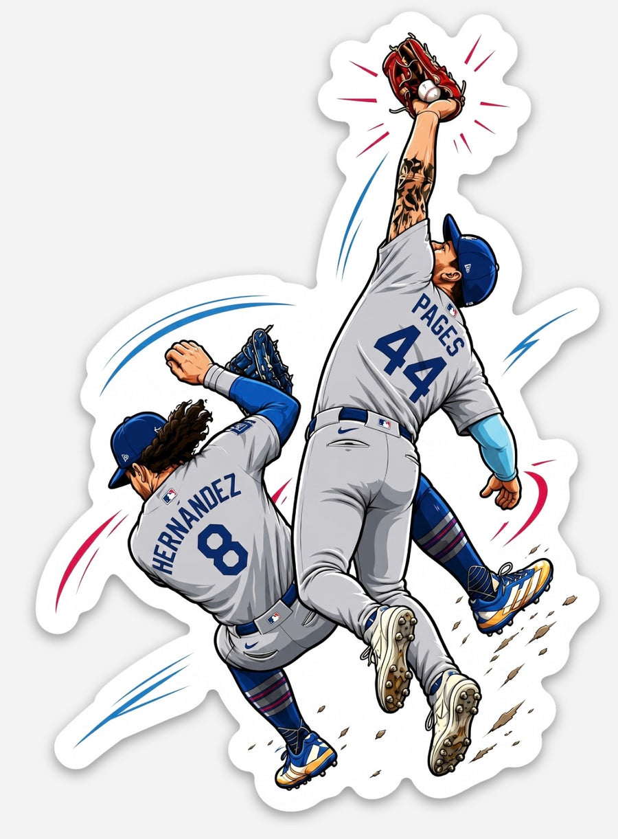 Waterproof vinyl sticker featuring an original baseball humorous illustration