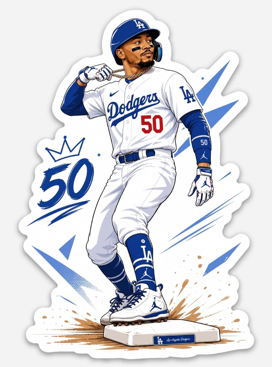 Waterproof vinyl sticker featuring an original baseball illustration