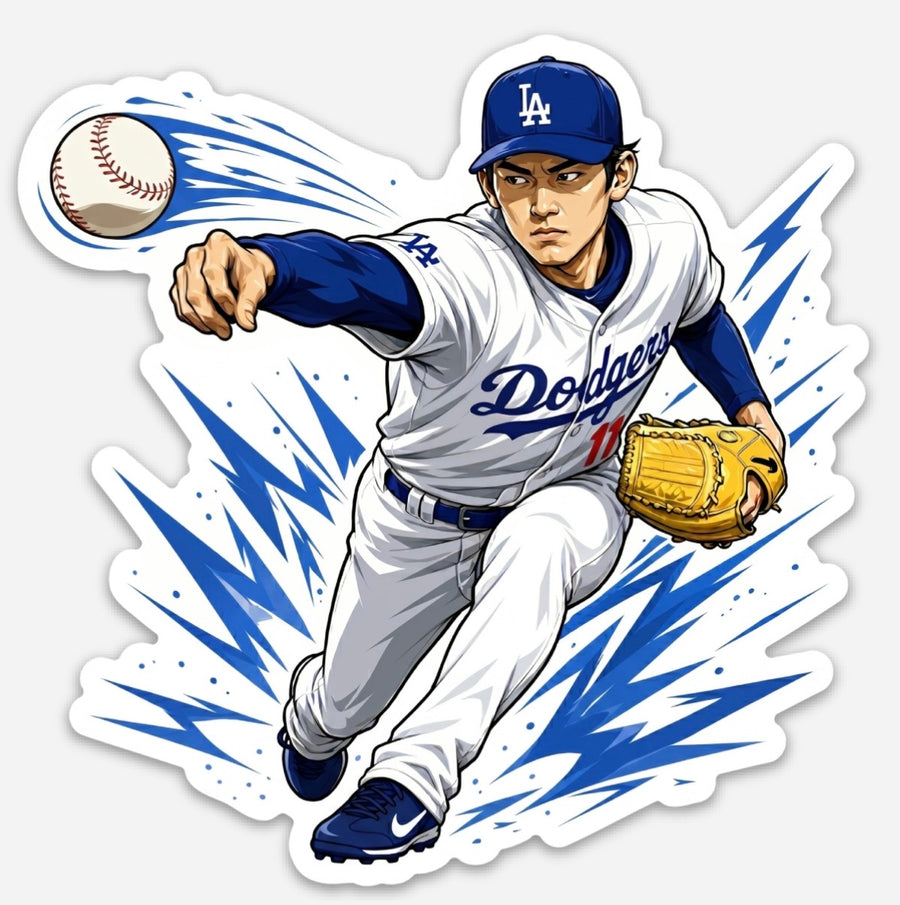 Waterproof vinyl sticker featuring an original baseball illustration