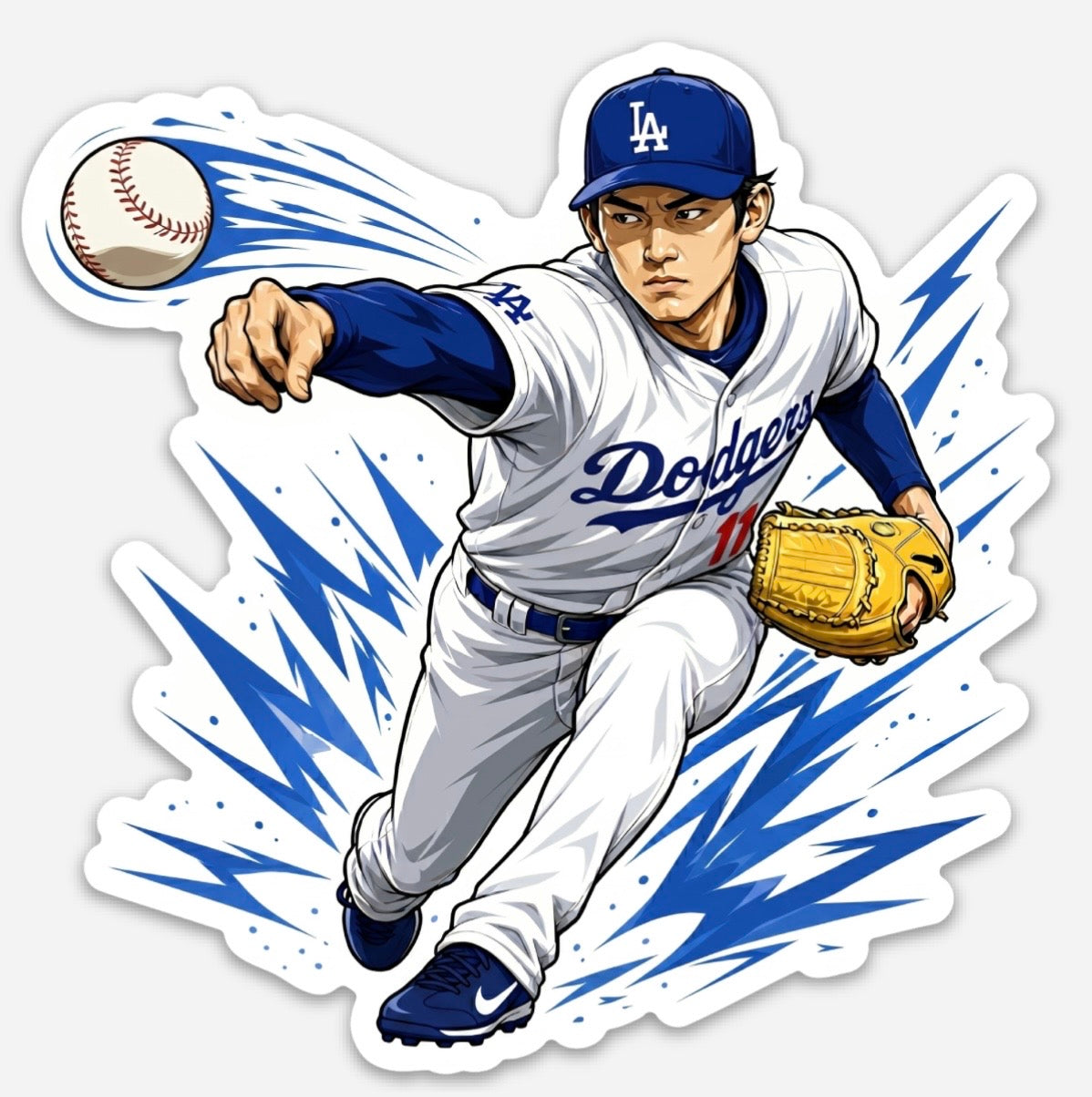 Flame Thrower Pitcher Sticker | 4-Inch Waterproof Vinyl LA Baseball Decal