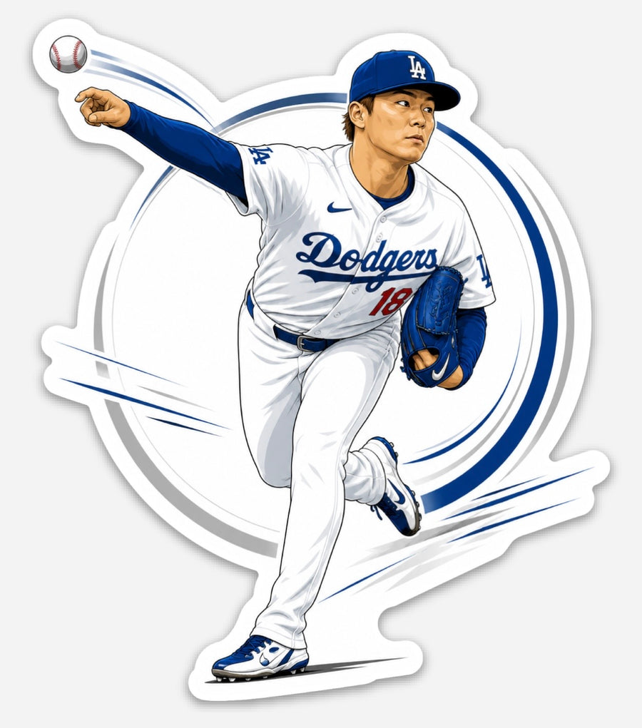 Waterproof vinyl sticker featuring an original baseball illustration