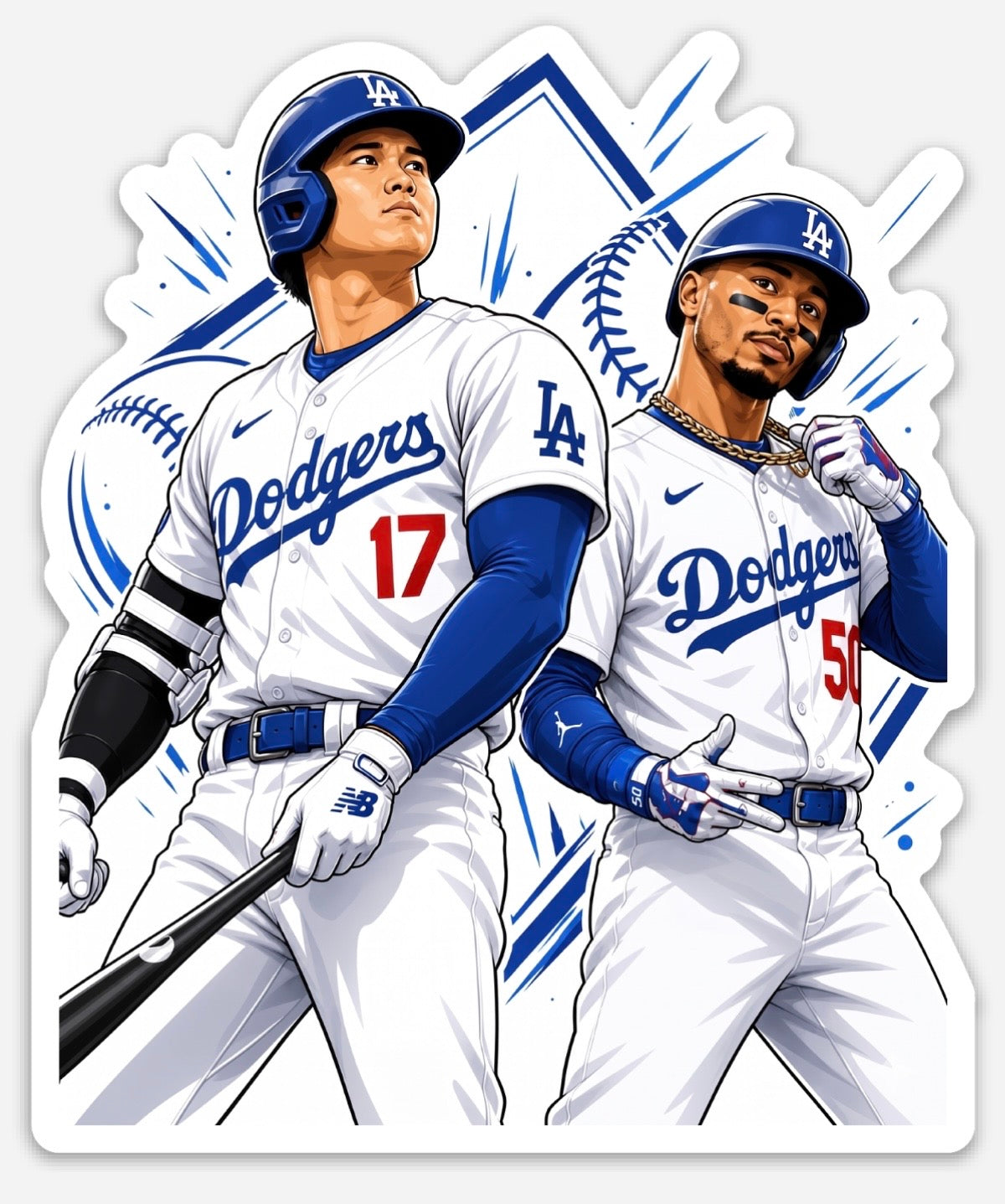 LA Blue Baseball Superstar Duo Sticker | 4-Inch Waterproof Vinyl Sports Dec
