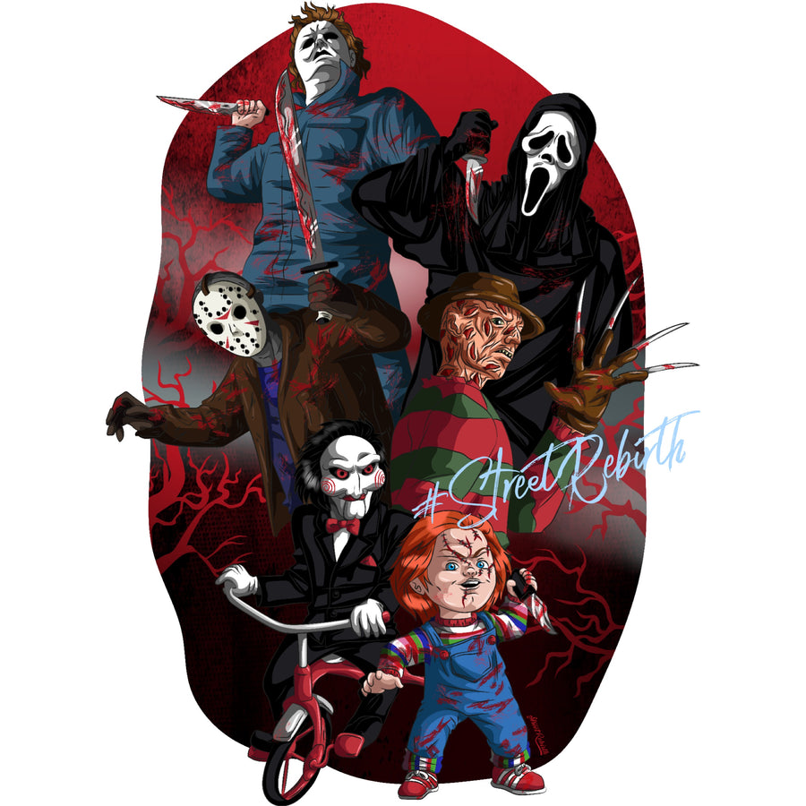 Waterproof vinyl sticker featuring an original spooky retro illustration