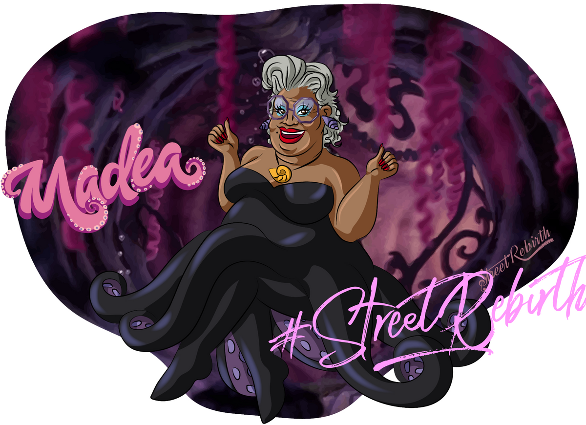 Madea as Ursula 4-Inch Vinyl Sticker - Halloween Horror Mashup