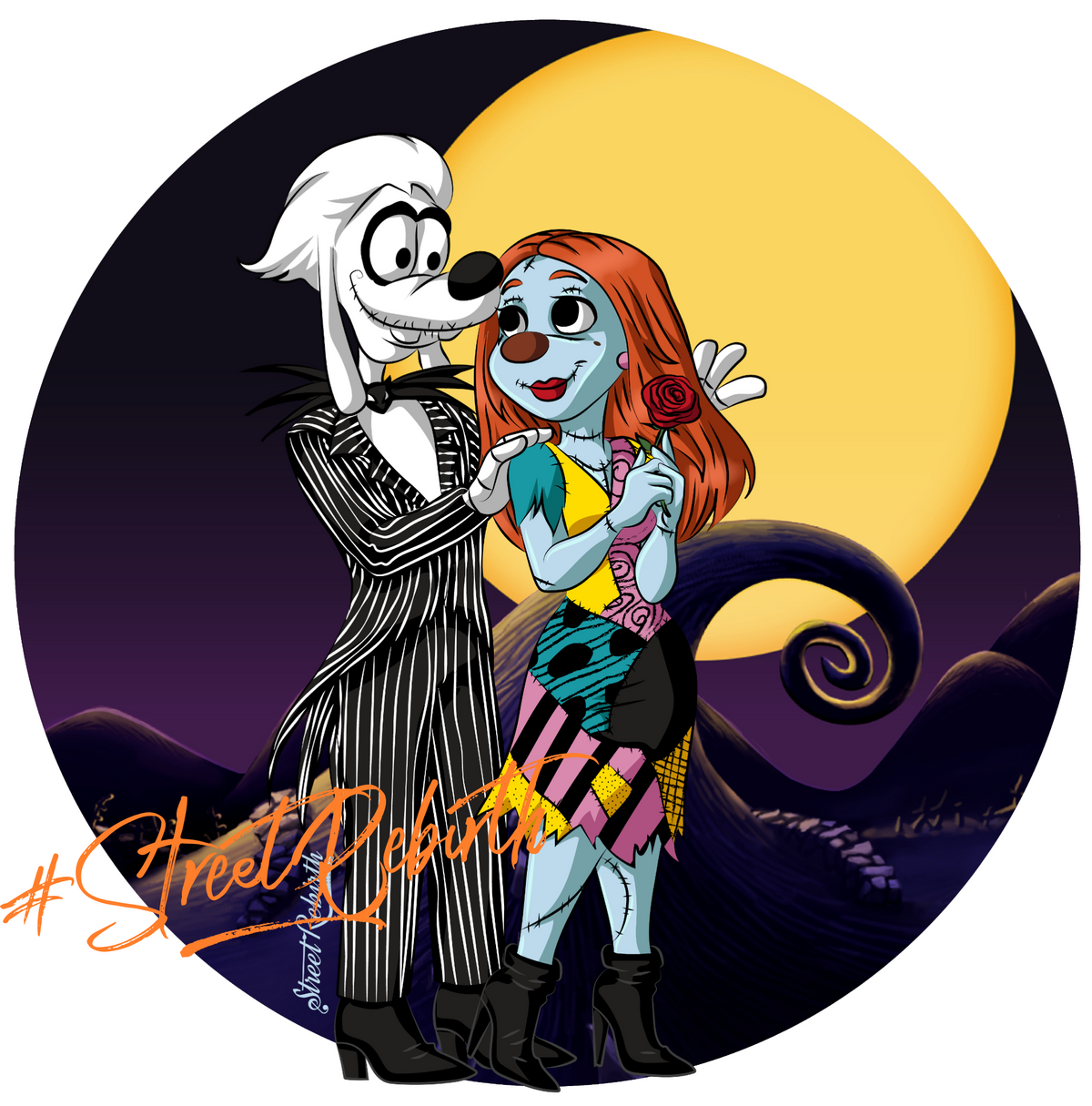Max and Roxanne as Jack and Sally Vinyl Sticker – A Spooky and Romantic Mashup