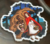 Beauty And The Beast As Little Red Riding Hood Sticker – One 4 Inch Water Proof Vinyl Sticker – For Hydro Flask, Skateboard, Laptop, Planner, Car, Collecting, Gifting