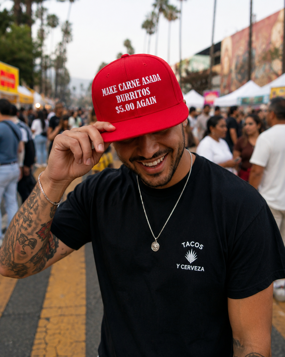 Make Carne Asada Burritos $5.00 Again Hat – Funny Red Embroidered Snapback Cap