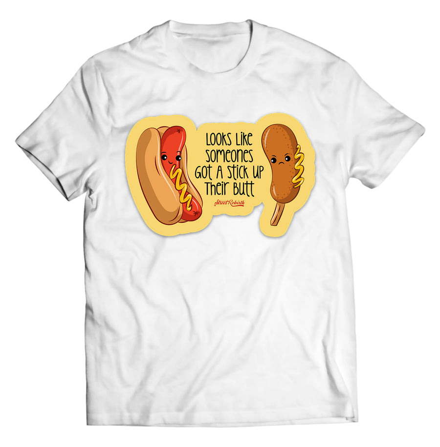 Unisex graphic T-shirt featuring an original food-themed humorous illustration