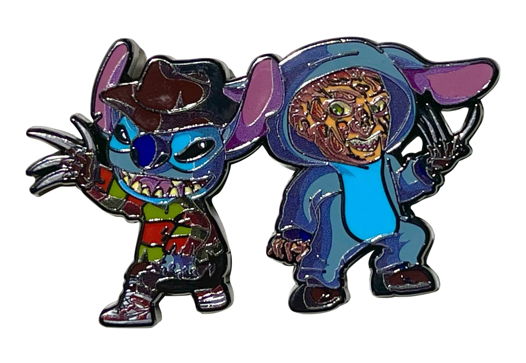Stitch x Freddy Krueger Mashup Enamel Pin – 2 Inch Hard Enamel • Horror-Cute Crossover • Collector’s Edition Pin
