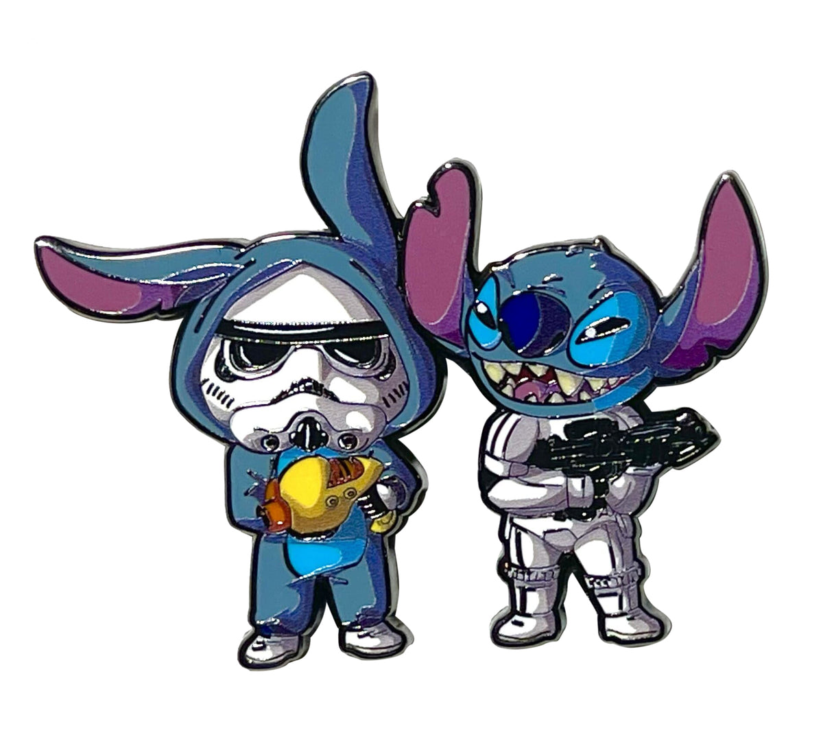 Stitch x Stormtrooper Mashup Enamel Pin – 2 Inch Hard Enamel • Cute Sci-Fi Crossover Pin • Collector’s Edition