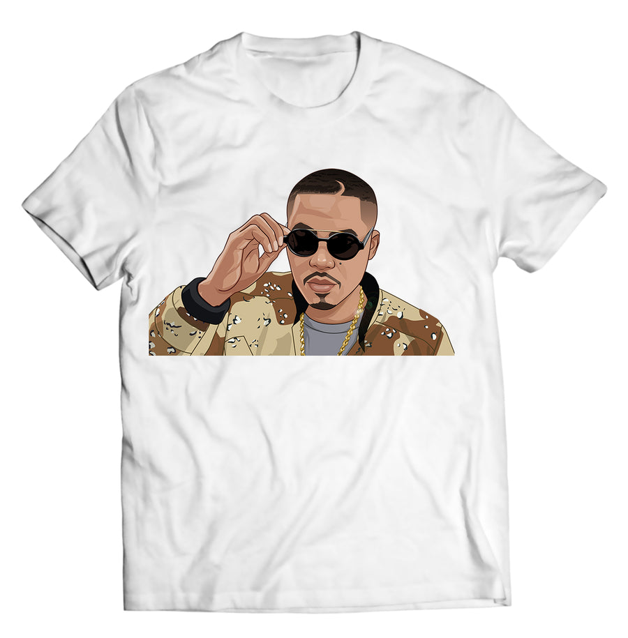 Unisex graphic T-shirt featuring an original hip hop music retro illustration