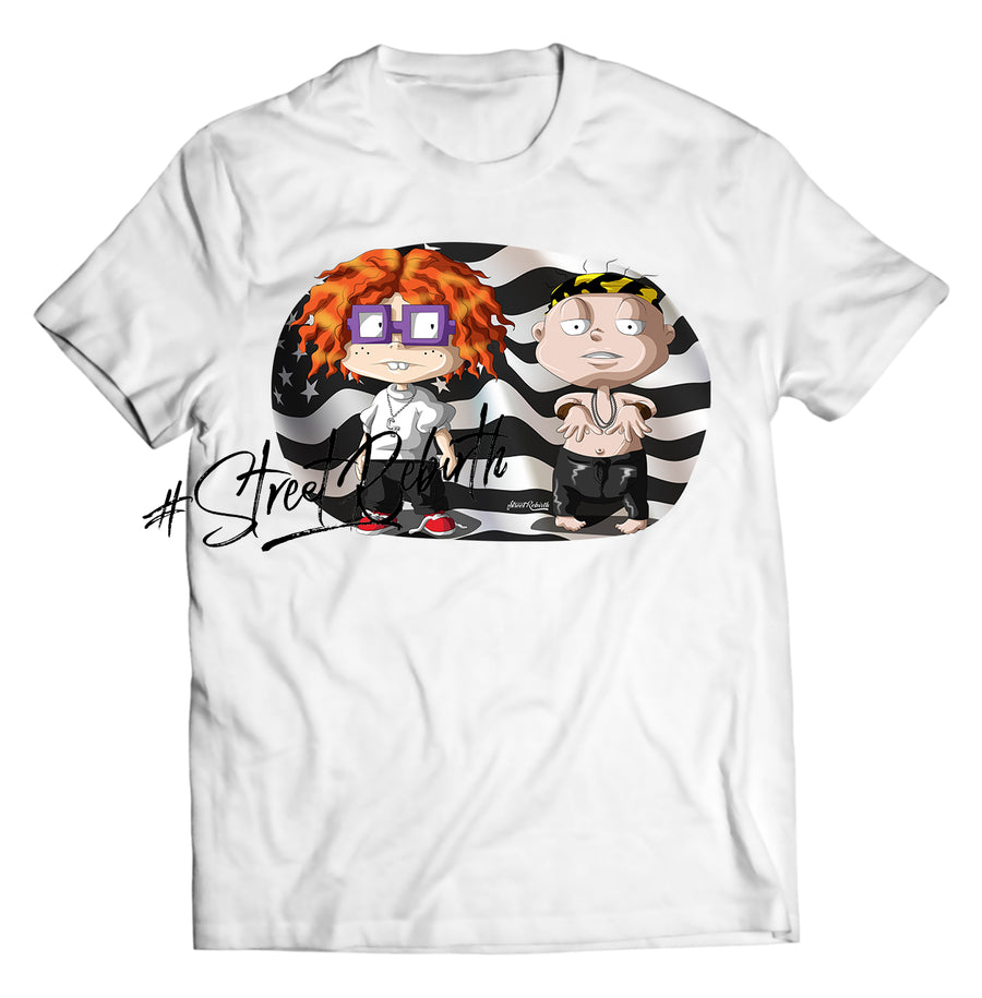 Unisex graphic T-shirt featuring an original hip hop music humorous illustration